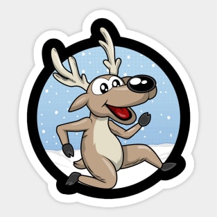 Funny reindeer in the snow Sticker